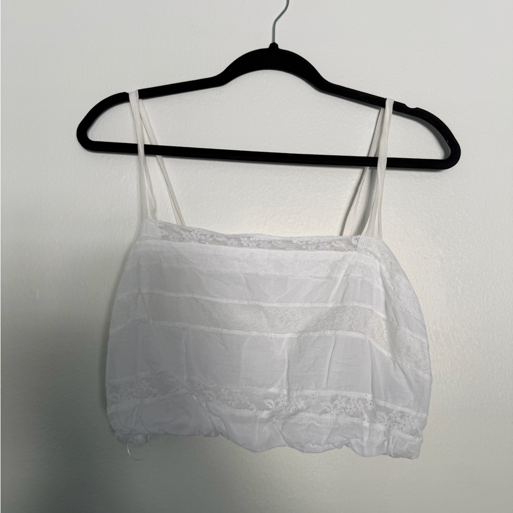 Abercrombie & Fitch White Lace-Trim Camisole